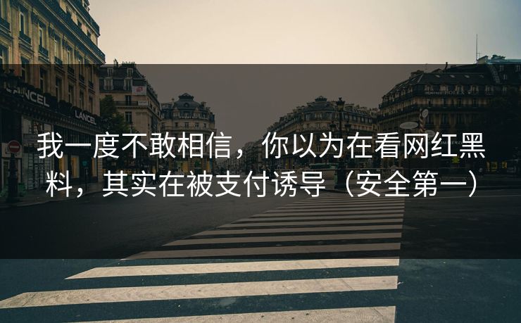 我一度不敢相信，你以为在看网红黑料，其实在被支付诱导（安全第一）