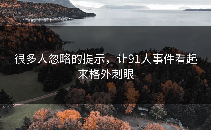 很多人忽略的提示，让91大事件看起来格外刺眼